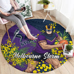 Melbourne Storm Round Carpet Golden Wattle Floral Polynesian - Australian Flower - Rugby Mascot