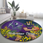 Melbourne Storm Round Carpet Golden Wattle Floral Polynesian - Australian Flower - Rugby Mascot