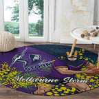 Melbourne Storm Round Carpet Golden Wattle Floral Polynesian - Australian Flower - Rugby Mascot