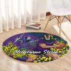 Melbourne Storm Round Carpet Golden Wattle Floral Polynesian - Australian Flower - Rugby Mascot