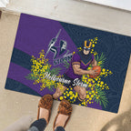 Melbourne Storm Rubber Doormat Golden Wattle Floral Polynesian - Australian Flower - Rugby Mascot