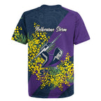 Melbourne Storm Rugby Jersey Golden Wattle Floral Polynesian - Australian Flower - Rugby Mascot