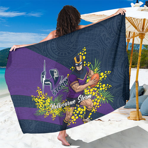 Melbourne Storm Sarong Golden Wattle Floral Polynesian - Australian Flower - Rugby Mascot