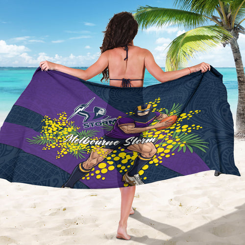 Melbourne Storm Sarong Golden Wattle Floral Polynesian - Australian Flower - Rugby Mascot