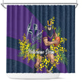 Melbourne Storm Shower Curtain Golden Wattle Floral Polynesian - Australian Flower - Rugby Mascot
