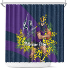 Melbourne Storm Shower Curtain Golden Wattle Floral Polynesian - Australian Flower - Rugby Mascot