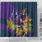 Melbourne Storm Shower Curtain Golden Wattle Floral Polynesian - Australian Flower - Rugby Mascot