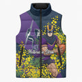 Melbourne Storm Sleeveless Puffer Jacket Golden Wattle Floral Polynesian - Australian Flower - Rugby Mascot