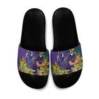 Melbourne Storm Slide Sandals Golden Wattle Floral Polynesian - Australian Flower - Rugby Mascot