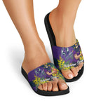 Melbourne Storm Slide Sandals Golden Wattle Floral Polynesian - Australian Flower - Rugby Mascot