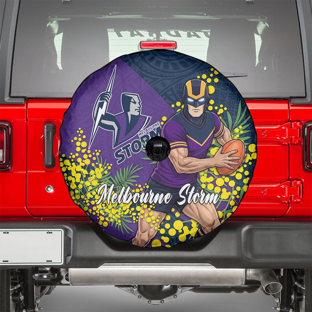 Melbourne Storm Spare Tire Cover Golden Wattle Floral Polynesian - Australian Flower - Rugby Mascot