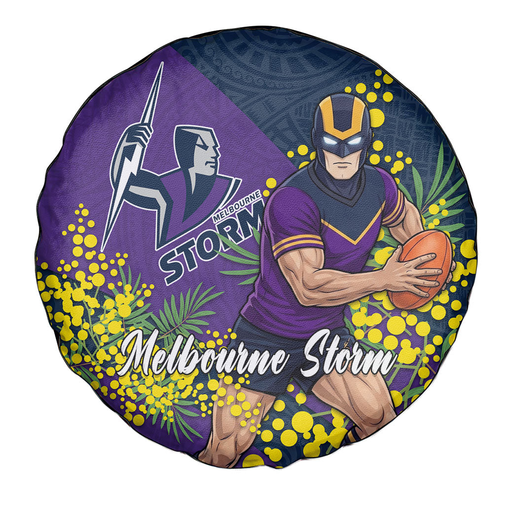 Melbourne Storm Spare Tire Cover Golden Wattle Floral Polynesian - Australian Flower - Rugby Mascot
