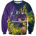 Melbourne Storm Sweatshirt Golden Wattle Floral Polynesian - Australian Flower - Rugby Mascot