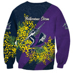 Melbourne Storm Sweatshirt Golden Wattle Floral Polynesian - Australian Flower - Rugby Mascot