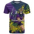 Melbourne Storm T Shirt Golden Wattle Floral Polynesian - Australian Flower - Rugby Mascot