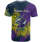 Melbourne Storm T Shirt Golden Wattle Floral Polynesian - Australian Flower - Rugby Mascot