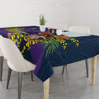 Melbourne Storm Tablecloth Golden Wattle Floral Polynesian - Australian Flower - Rugby Mascot