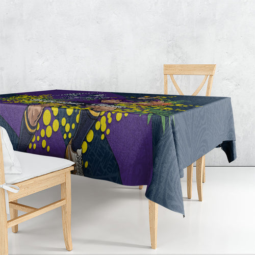 Melbourne Storm Tablecloth Golden Wattle Floral Polynesian - Australian Flower - Rugby Mascot