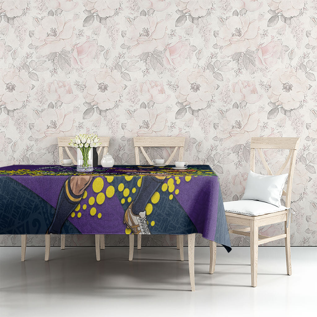 Melbourne Storm Tablecloth Golden Wattle Floral Polynesian - Australian Flower - Rugby Mascot