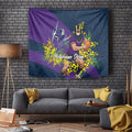 Melbourne Storm Tapestry Golden Wattle Floral Polynesian - Australian Flower - Rugby Mascot