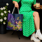 Melbourne Storm Tote Bag Golden Wattle Floral Polynesian - Australian Flower - Rugby Mascot