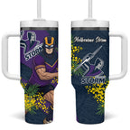 Melbourne Storm Tumbler With Handle Golden Wattle Floral Polynesian - Australian Flower - Rugby Mascot