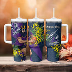 Melbourne Storm Tumbler With Handle Golden Wattle Floral Polynesian - Australian Flower - Rugby Mascot