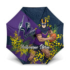 Melbourne Storm Umbrella Golden Wattle Floral Polynesian - Australian Flower - Rugby Mascot