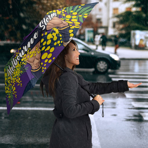 Melbourne Storm Umbrella Golden Wattle Floral Polynesian - Australian Flower - Rugby Mascot