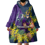 Melbourne Storm Wearable Blanket Hoodie Golden Wattle Floral Polynesian - Australian Flower - Rugby Mascot