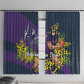 Melbourne Storm Window Curtain Golden Wattle Floral Polynesian - Australian Flower - Rugby Mascot