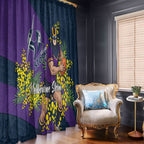 Melbourne Storm Window Curtain Golden Wattle Floral Polynesian - Australian Flower - Rugby Mascot