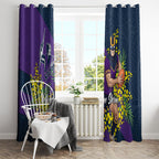 Melbourne Storm Window Curtain Golden Wattle Floral Polynesian - Australian Flower - Rugby Mascot