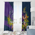 Melbourne Storm Window Curtain Golden Wattle Floral Polynesian - Australian Flower - Rugby Mascot