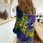 Melbourne Storm Women Casual Shirt Golden Wattle Floral Polynesian - Australian Flower - Rugby Mascot