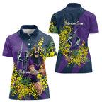 Melbourne Storm Women Polo Shirt Golden Wattle Floral Polynesian - Australian Flower - Rugby Mascot