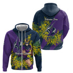 Melbourne Storm Zip Hoodie Golden Wattle Floral Polynesian - Australian Flower - Rugby Mascot