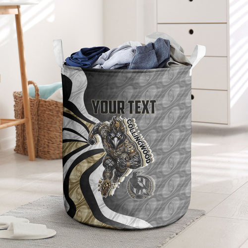 Personalised Collingwood Magpies Laundry Basket Trippy Psychedelic Abstract Art Mascot Football Fans