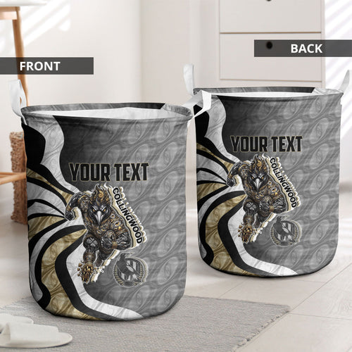 Personalised Collingwood Magpies Laundry Basket Trippy Psychedelic Abstract Art Mascot Football Fans