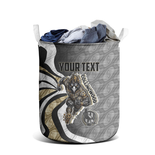 Personalised Collingwood Magpies Laundry Basket Trippy Psychedelic Abstract Art Mascot Football Fans