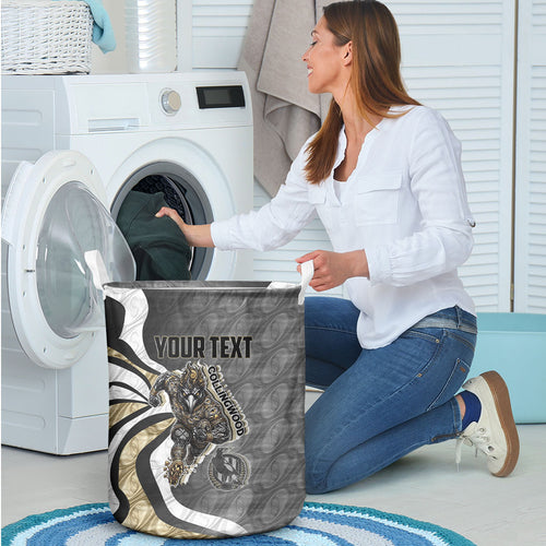 Personalised Collingwood Magpies Laundry Basket Trippy Psychedelic Abstract Art Mascot Football Fans