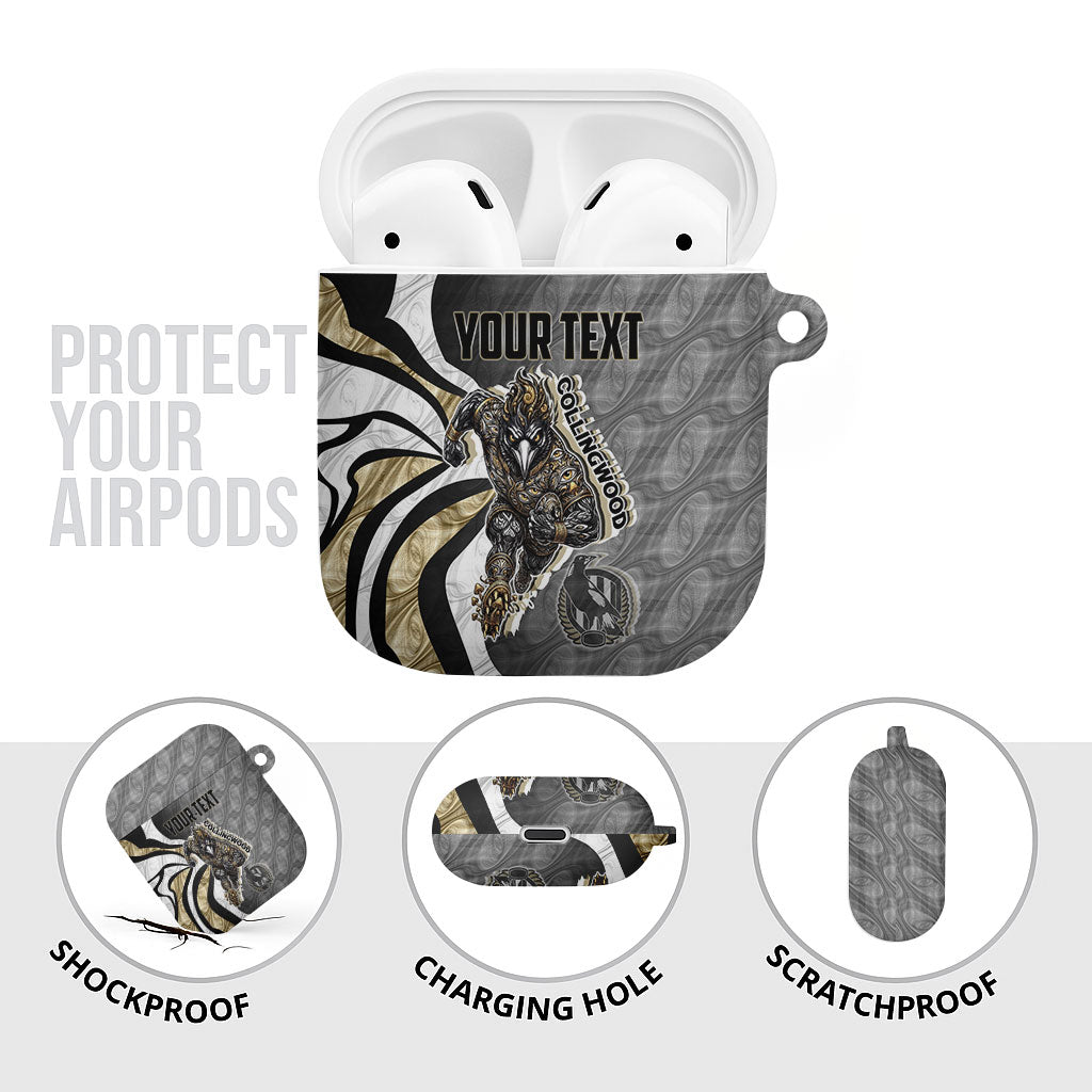 Personalised Collingwood Magpies AirPods Case Trippy Psychedelic Abstract Art Mascot Football Fans