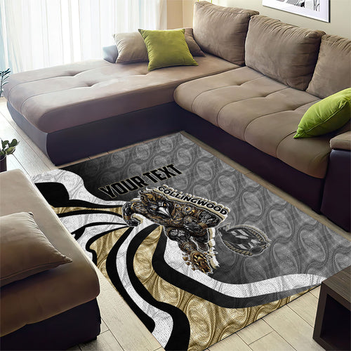 Personalised Collingwood Magpies Area Rug Trippy Psychedelic Abstract Art Mascot Football Fans