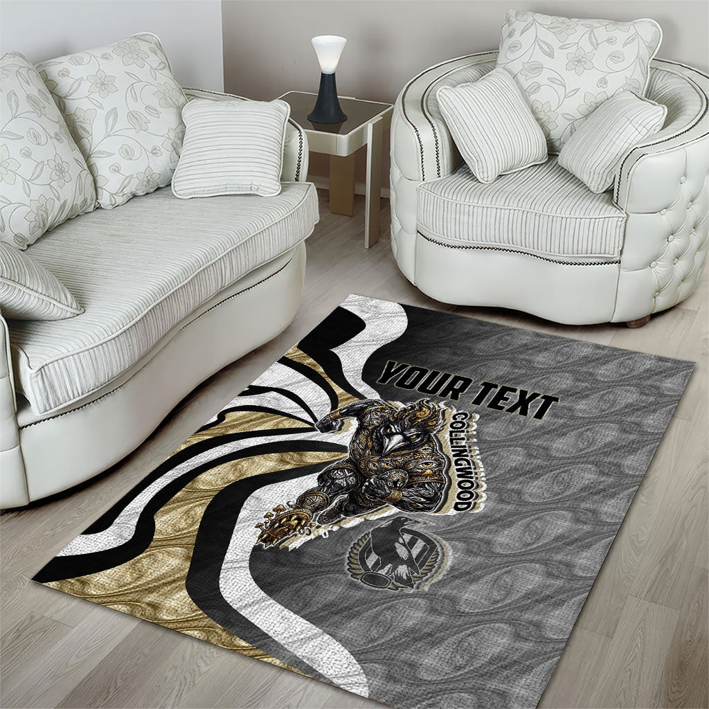 Personalised Collingwood Magpies Area Rug Trippy Psychedelic Abstract Art Mascot Football Fans