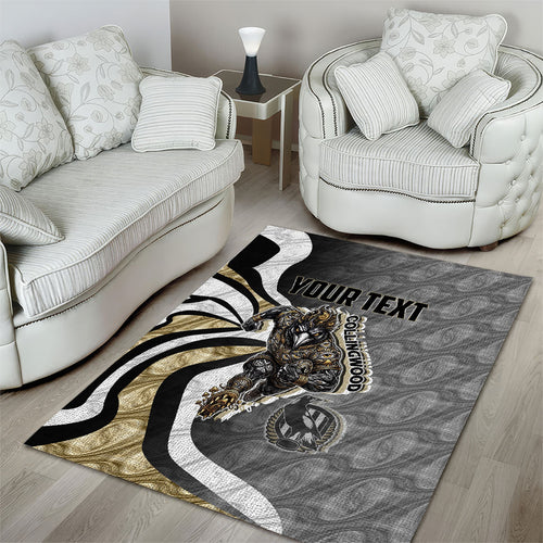 Personalised Collingwood Magpies Area Rug Trippy Psychedelic Abstract Art Mascot Football Fans