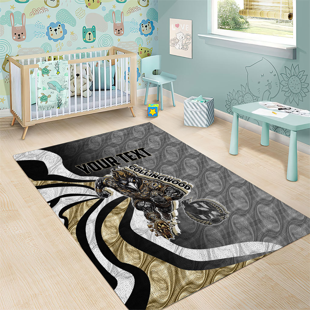 Personalised Collingwood Magpies Area Rug Trippy Psychedelic Abstract Art Mascot Football Fans