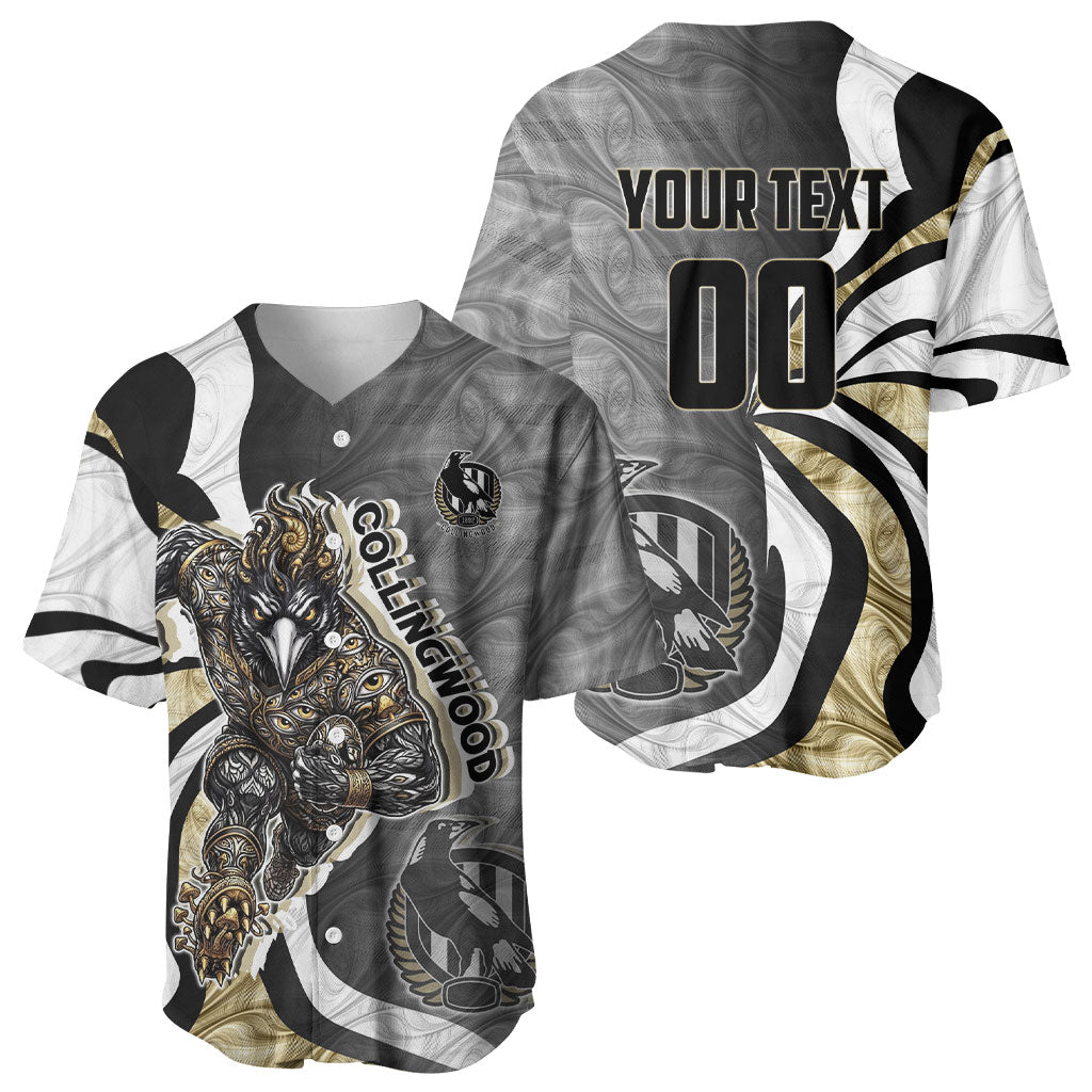 Personalised Collingwood Magpies Baseball Jersey Trippy Psychedelic Abstract Art Mascot Football Fans