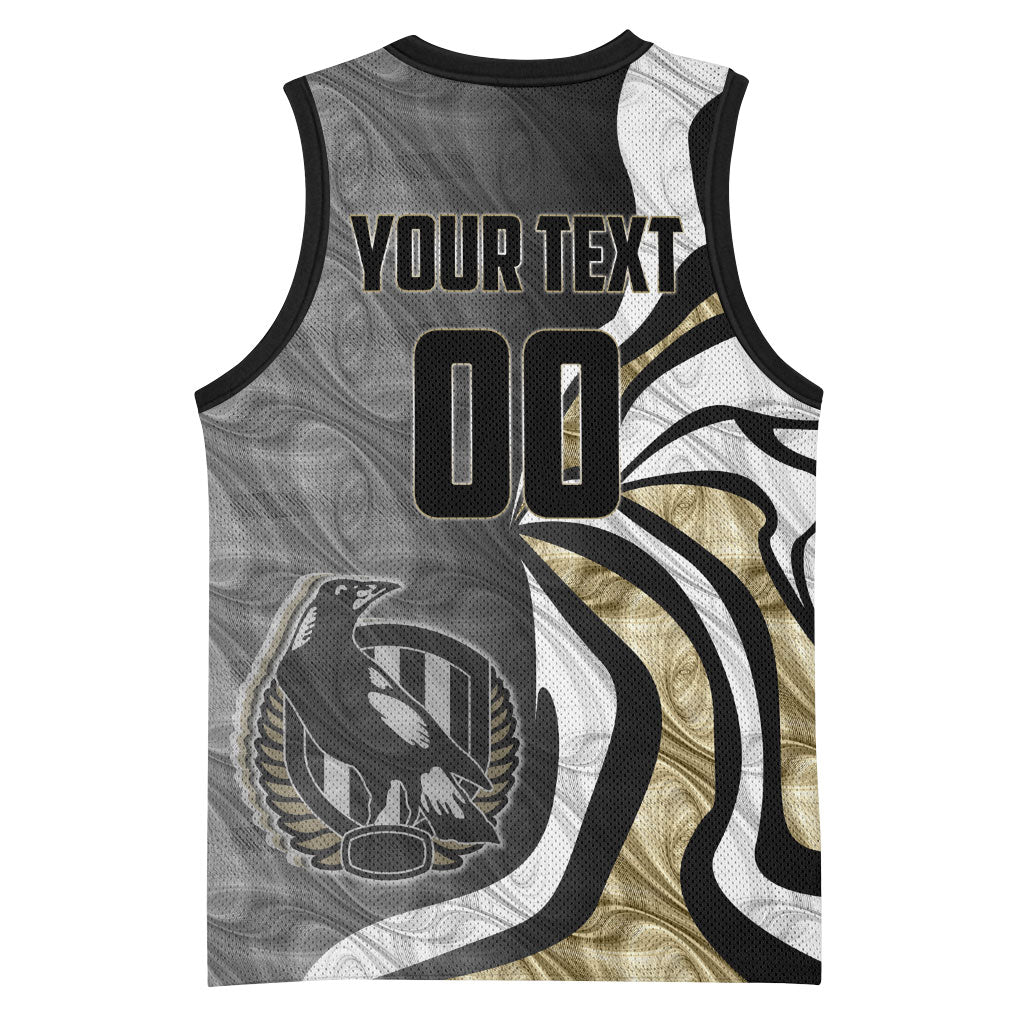 Personalised Collingwood Magpies Basketball Jersey Trippy Psychedelic Abstract Art Mascot Football Fans