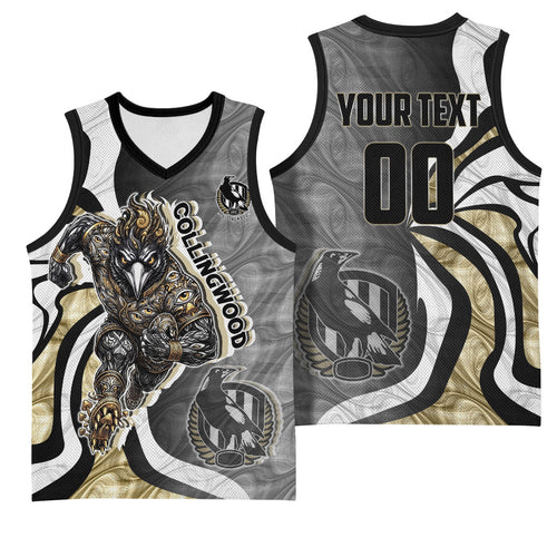 Personalised Collingwood Magpies Basketball Jersey Trippy Psychedelic Abstract Art Mascot Football Fans