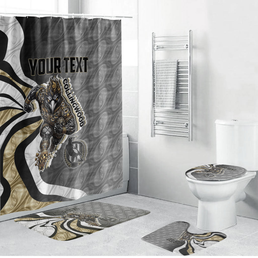 Personalised Collingwood Magpies Bathroom Set Trippy Psychedelic Abstract Art Mascot Football Fans